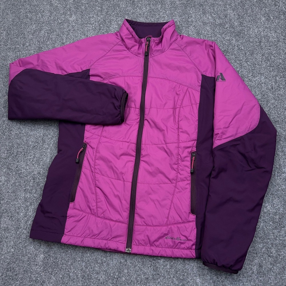 Eddie Bauer First Ascent Puffer Jacket Women S Purple Quilted Full Zip Insulated